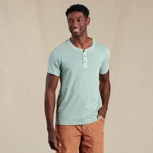 Toad & Co Primo Short Sleeve 100% Organic Cotton‎ Henley Green Size XXL NEW Mens